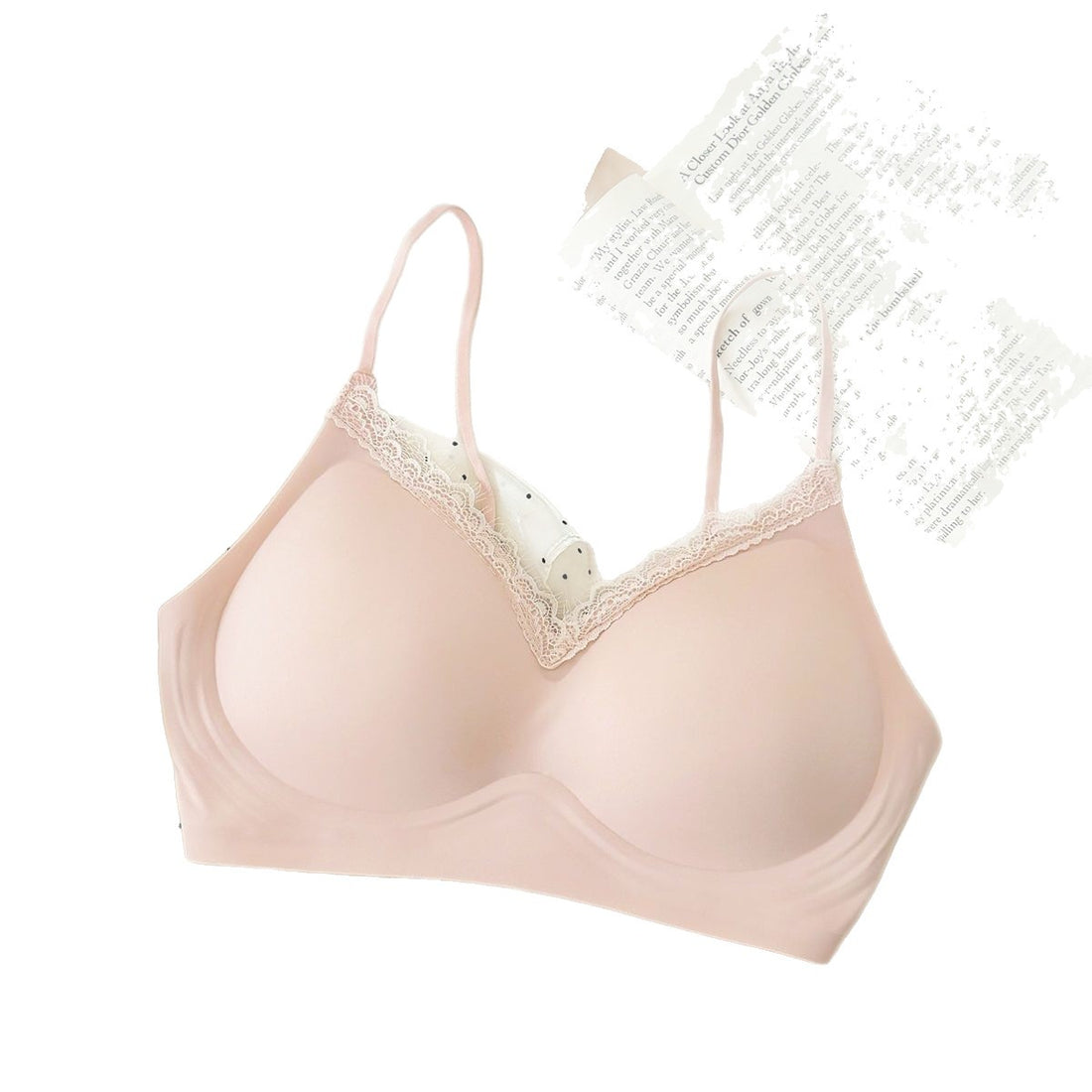 Strapless Lace-trimmed Seamless-cup Wireless Bra That Helps Control Un