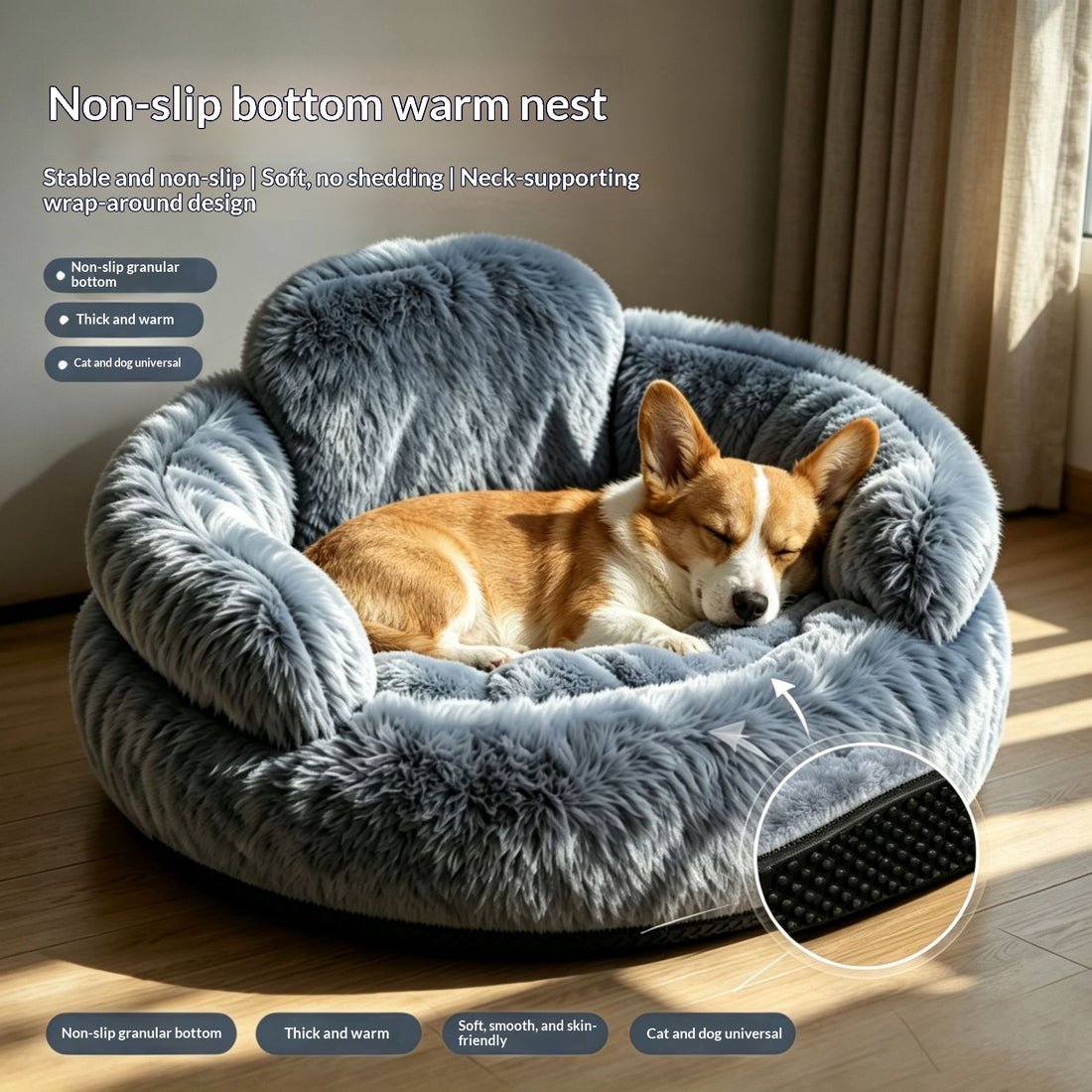 Cozy Portable Yoga-Mat‑Style Pet Bed for Winter