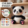 Chubby Panda Amigurumi Crochet Pattern PDF, 6 Languages, Instant Download