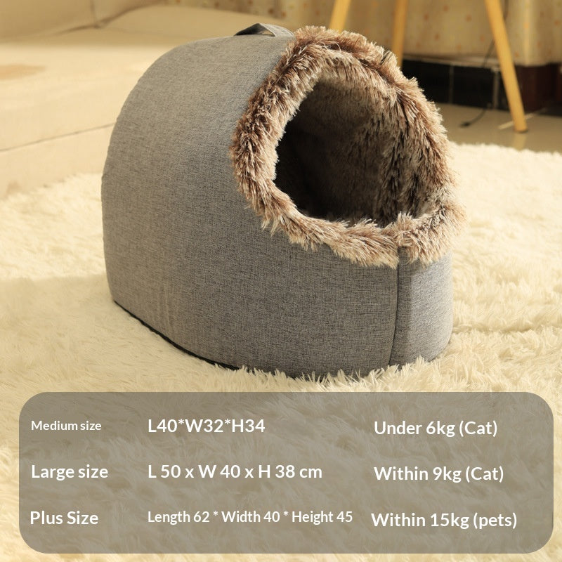 Cozy Compact Folding Picnic Blanket – Warm Cat Bed & House