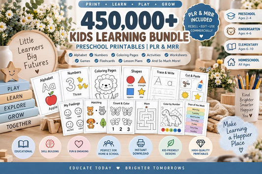 450,000+ preschool learning bundle, printable pages