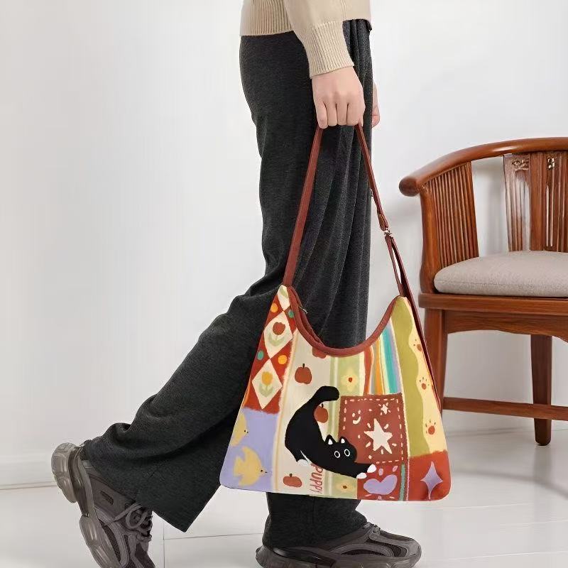 Cute Cat Print Canvas Tote Bag – Eco-Friendly Reusable Shopping