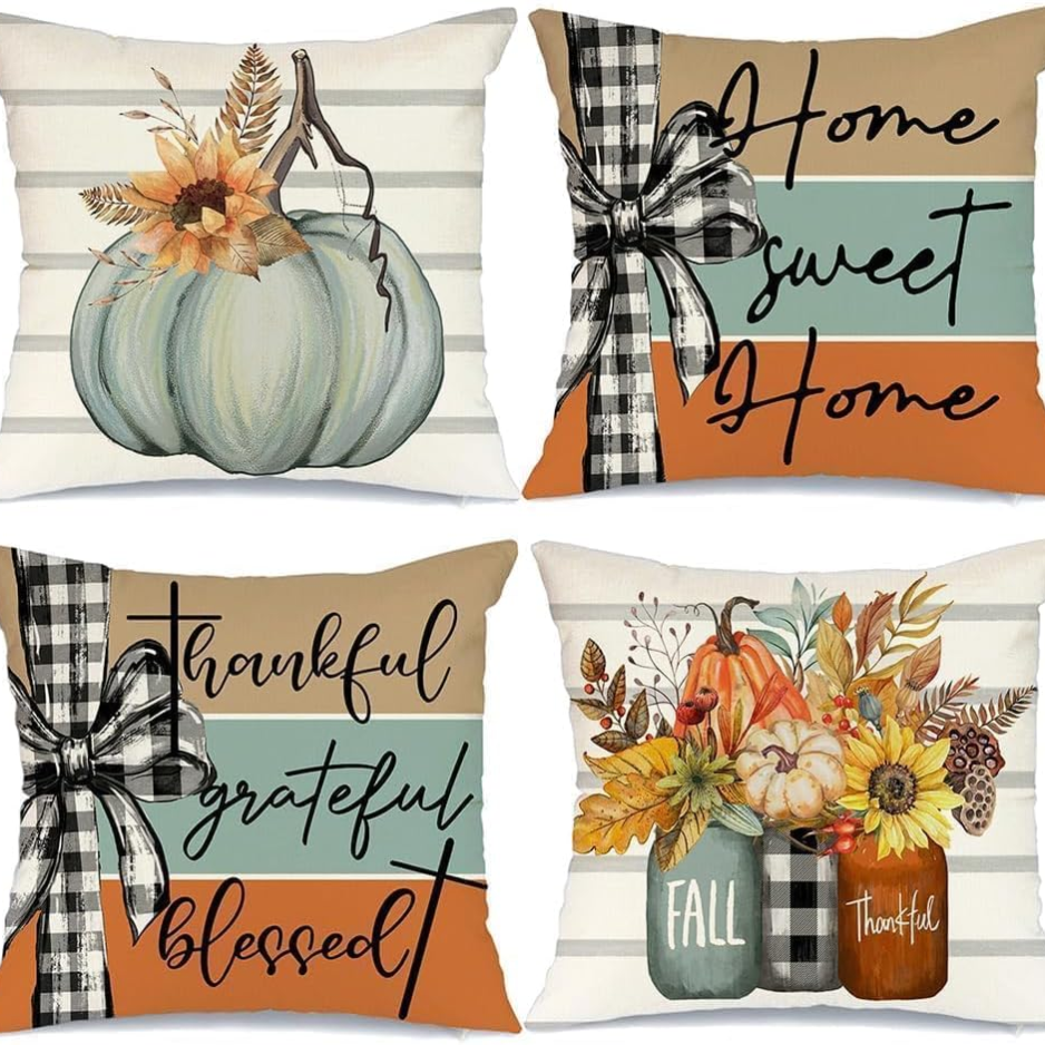 Eco-Friendly Pumpkin Farmhouse Pillow Covers Set