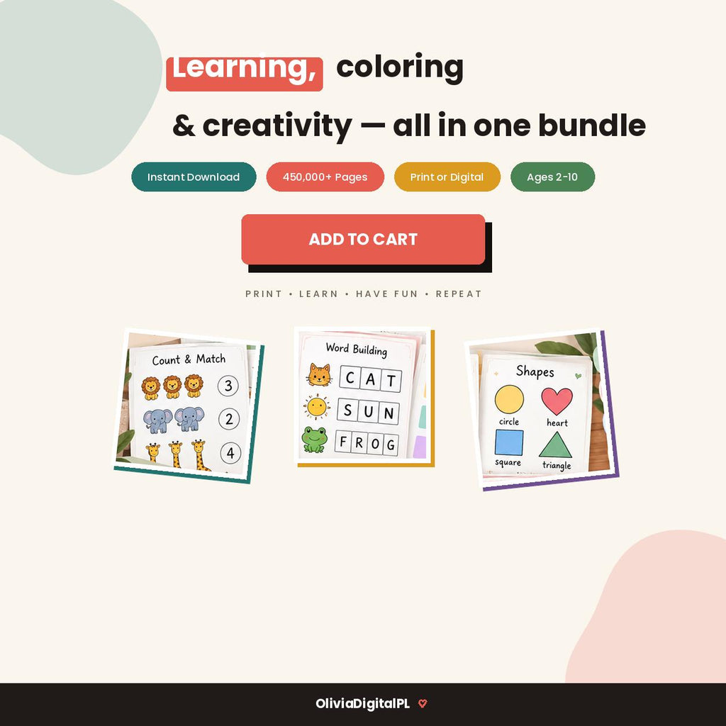 450,000+ Preschool Learning Bundle, Alphabet, Numbers, Coloring (PLR/MRR)