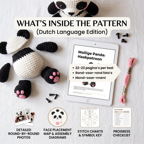 Chubby Panda Amigurumi Crochet Pattern PDF, 6 Languages, Instant Download