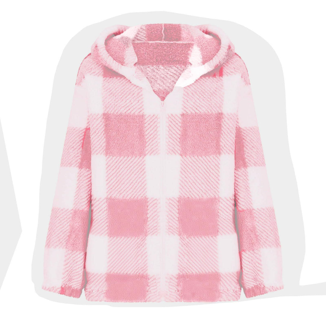 Elegant Plaid Long‑Sleeve Hooded Jacket – Cozy & Versatile