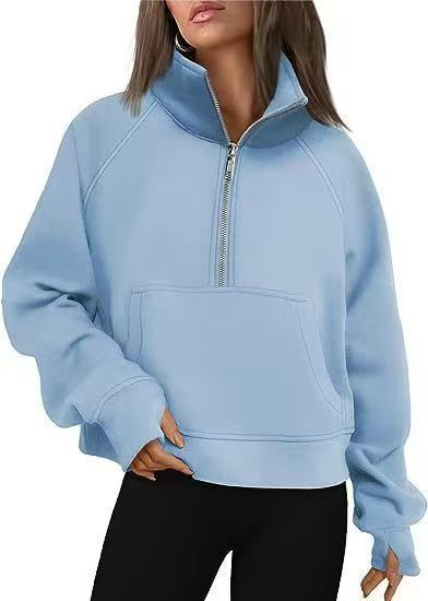Comfortable Fleece Half-Zip Stand Collar Sweater