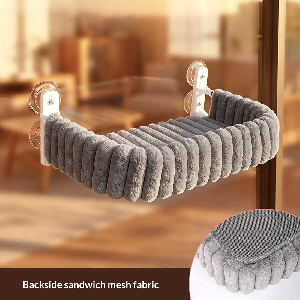 Hanging Suction-Cup Plush Cat Hammock