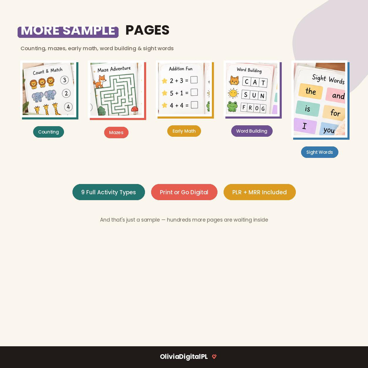 450,000+ Preschool Learning Bundle, Alphabet, Numbers, Coloring (PLR/MRR)