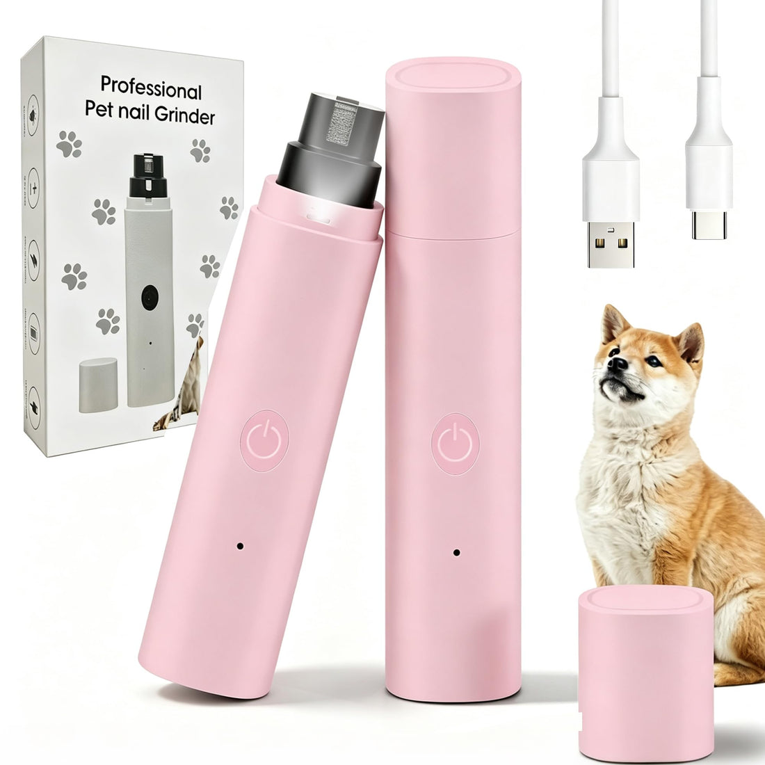Dog Nail Grinder with LED Lights – 2‑Speed Pet Nail Grinder