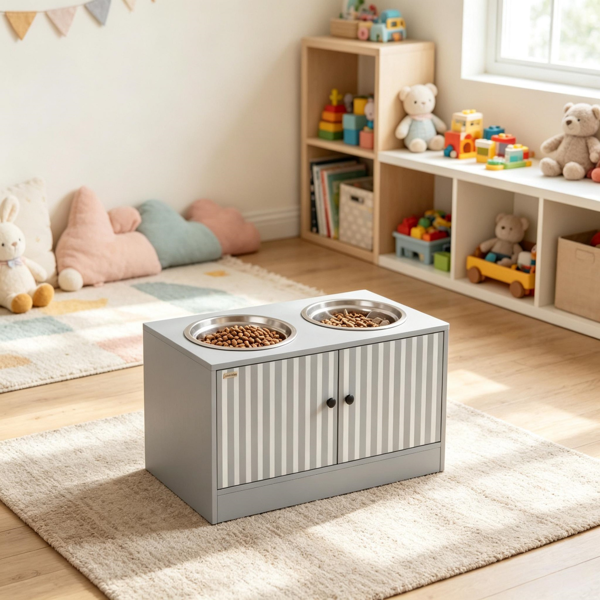 Elevated Dog Feeding Station with Storage & Slow Feeder