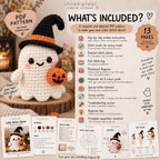 Halloween ghost Crochet pattern, witch Ghost with Hats,  Amigurumi, digital Tutorial, Decoration, Gift