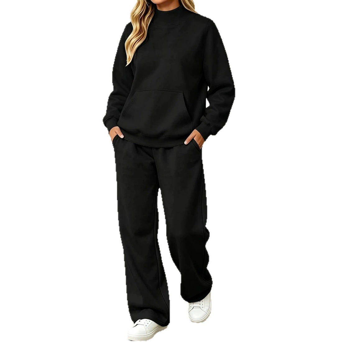 Cozy Fall Winter Mock‑Neck Sweatshirt Set