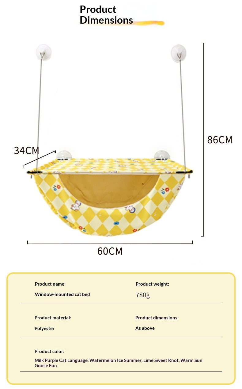 Compact Folding Cat Hammock Window Bed – Suction‑Cup Strong