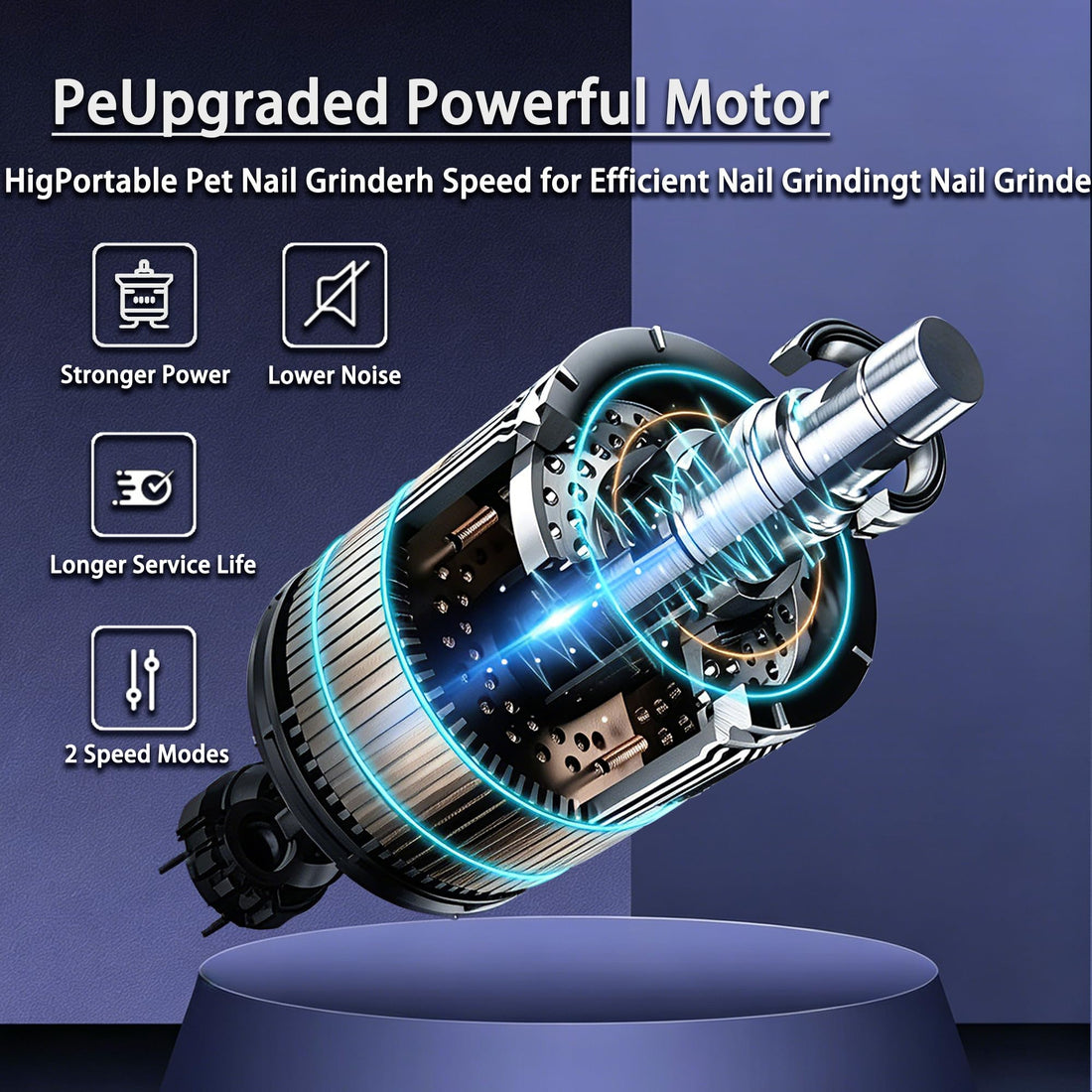 Dog Nail Grinder with LED Lights – 2‑Speed Pet Nail Grinder
