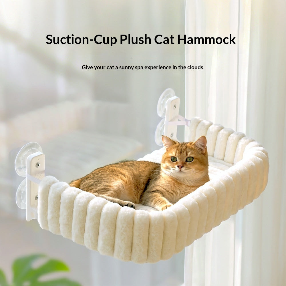 Hanging Suction-Cup Plush Cat Hammock