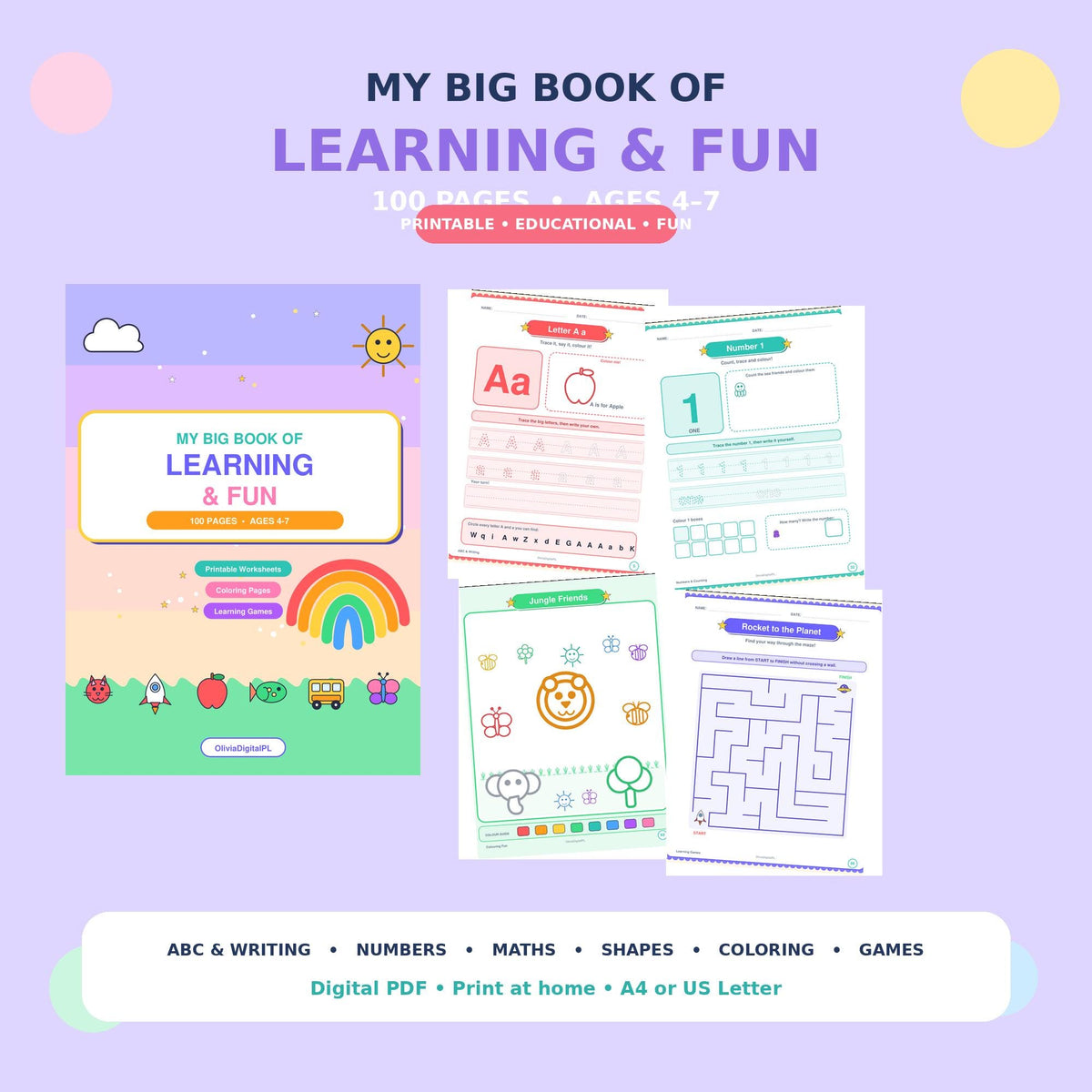 My big book of Learning & Fun, Kids book, Activities, numbers, colors, Animals, Preschool (Digital)