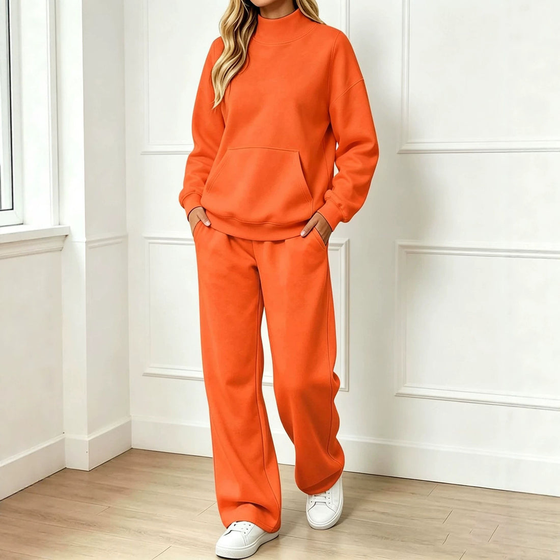 Cozy Fall Winter Mock‑Neck Sweatshirt Set