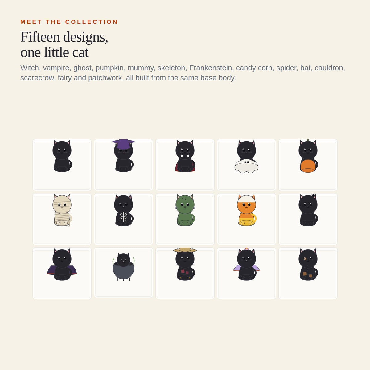 Halloween Amigurumi Cat Costume Bundle, 15 Designs in One (PDF Pattern)