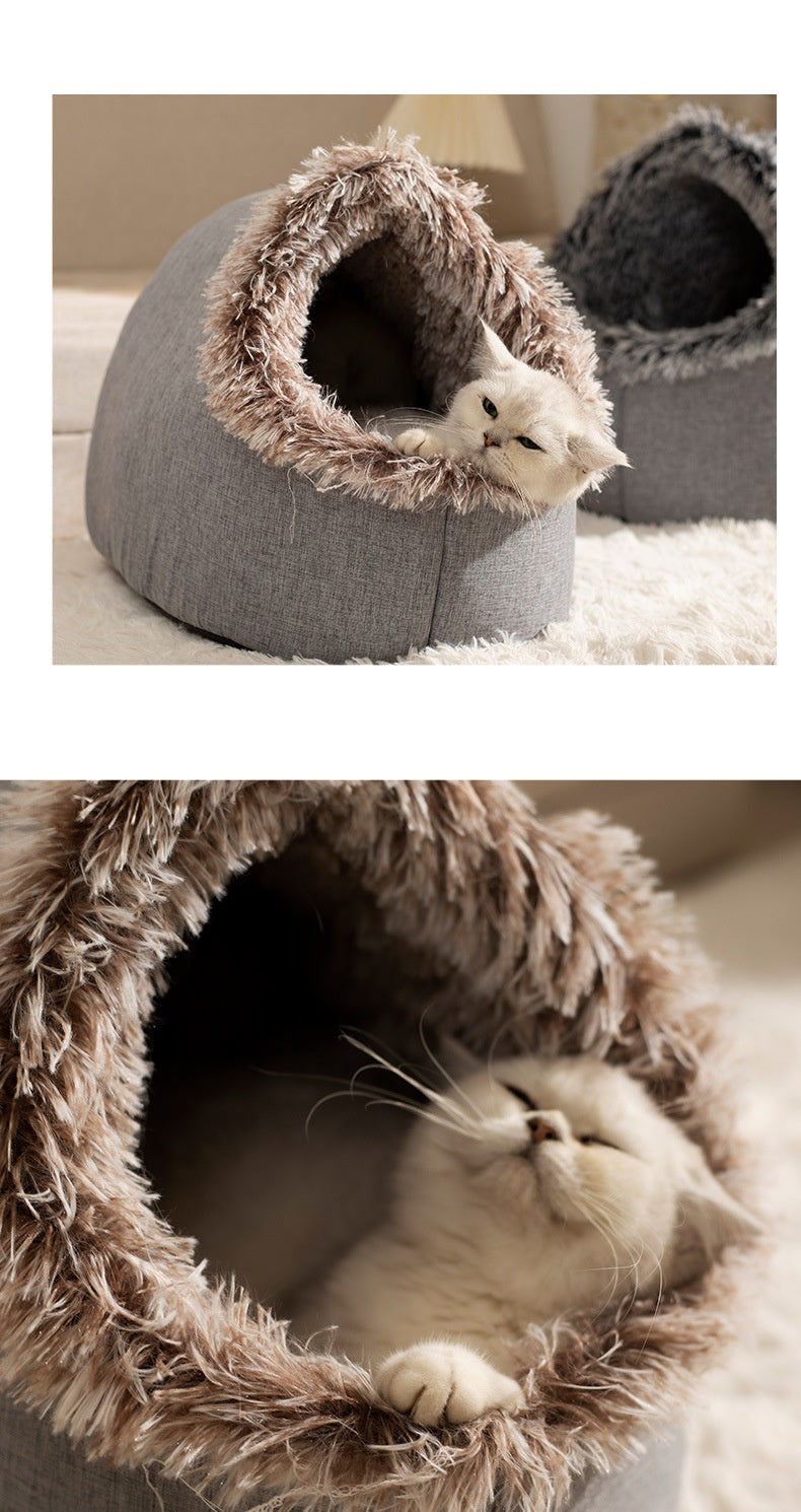 Cozy Compact Folding Picnic Blanket – Warm Cat Bed & House