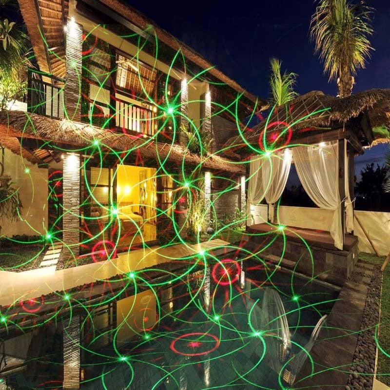 Red & Green Fiber Optic Lawn Lights - 8 Patterns, Bluetooth Voice Control