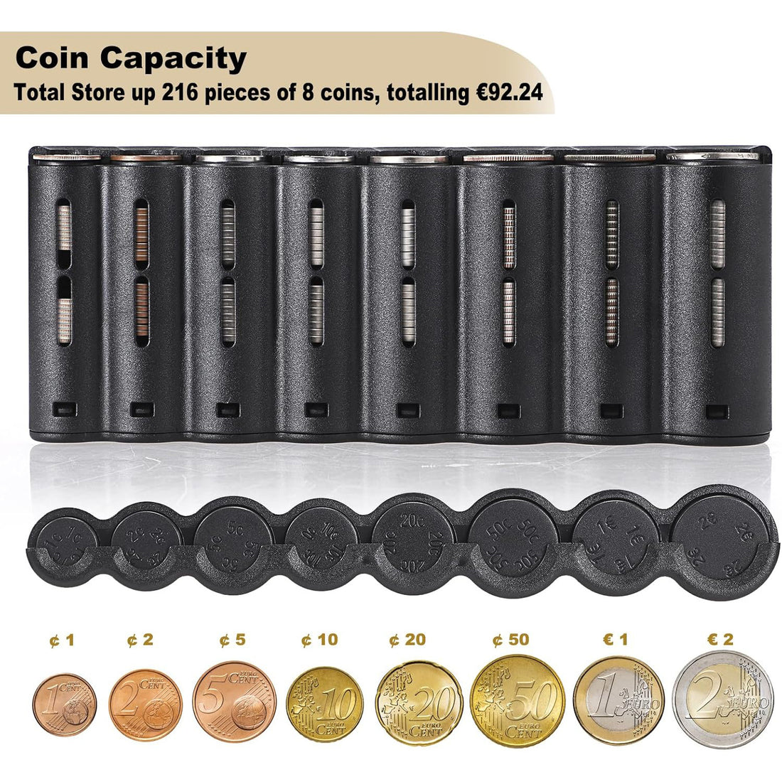 Compact Euro Coin Holder – Collapsible Storage Jar
