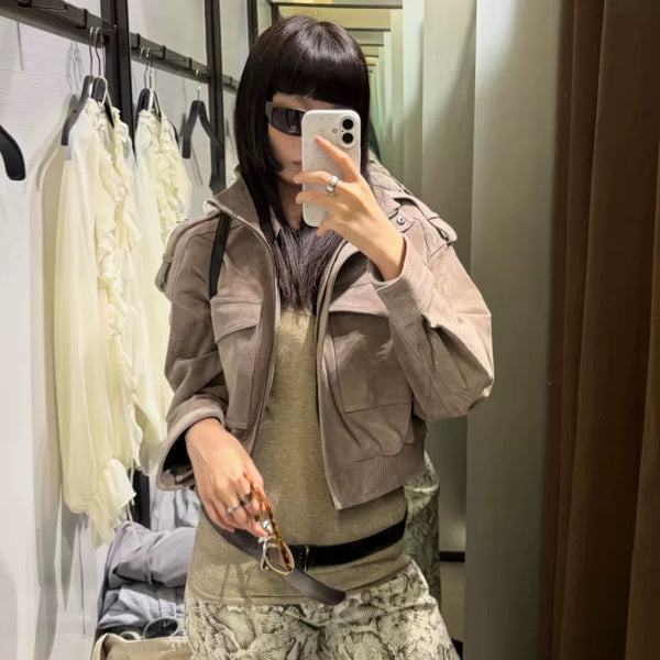 New Womens Casual Jacket with Stand‑up Collar – Wireless Charging Stand