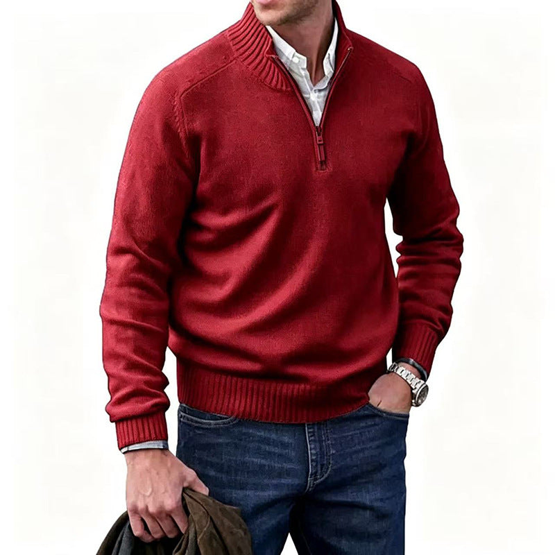 Multi‑Colored Warm Stand‑Up Collar Sweater – Perfect for Fall & Winter