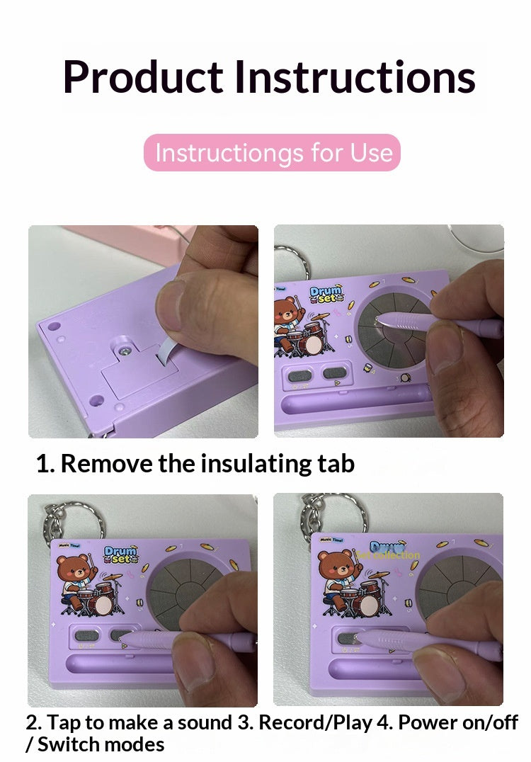 Sporty Keychain: Electronic Piano Drum Kit Pendant