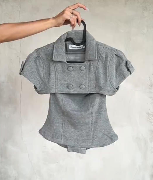Double-Breasted Lapel Short-Sleeve Jacket Set