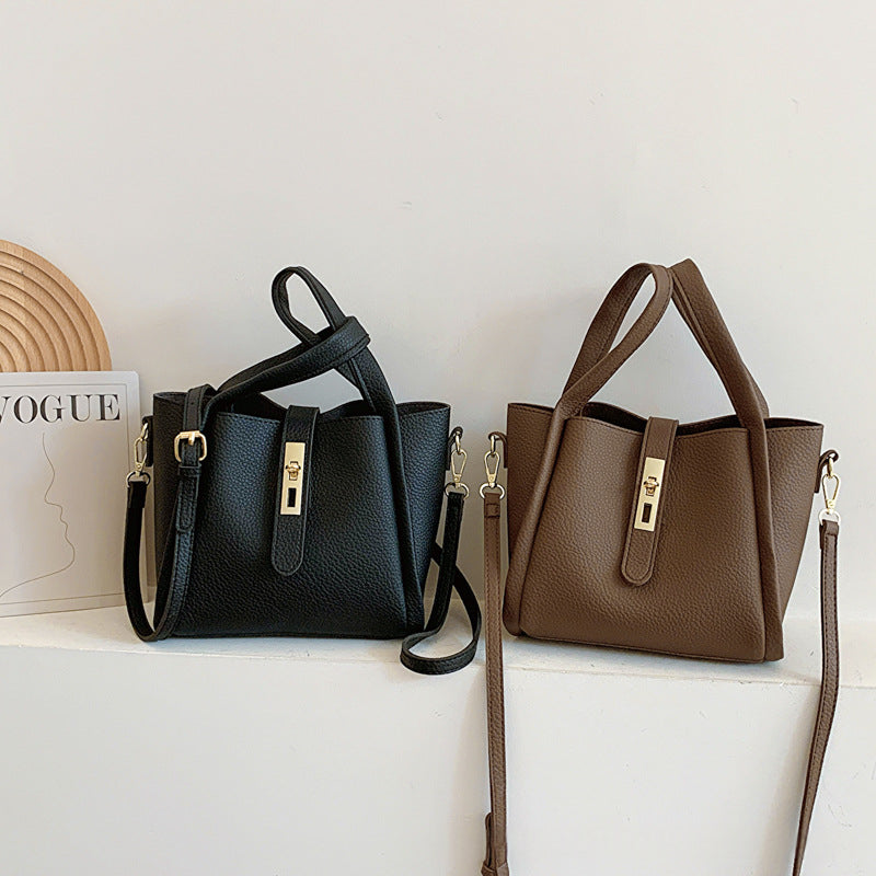 Retro Shoulder Messenger Bag – Textured Bucket Design