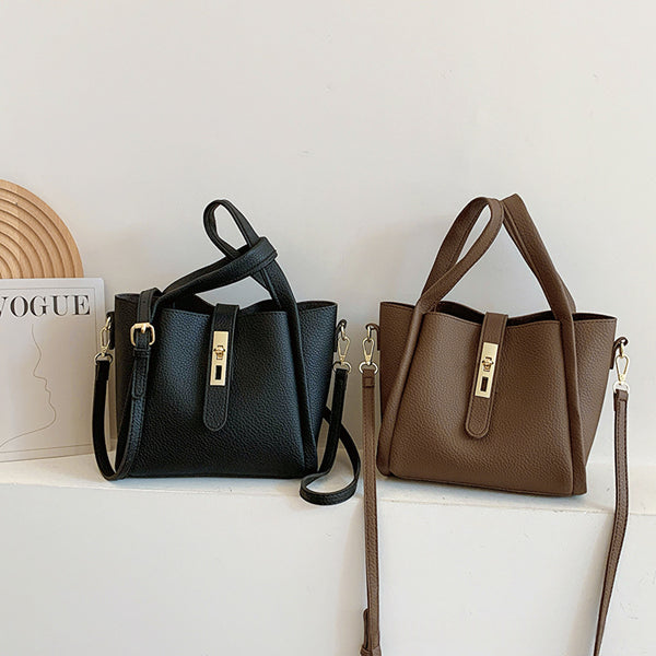 Retro Shoulder Messenger Bag – Textured Bucket Design