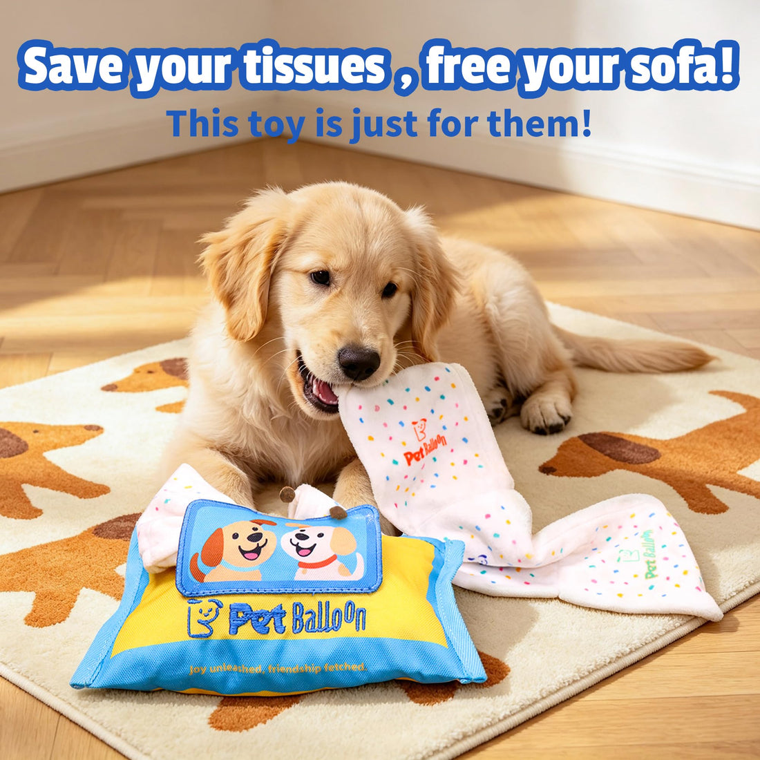 Dog Tissue Box Toy, Snuffle Treat Puzzle With Squeaker Tissue Box Toy