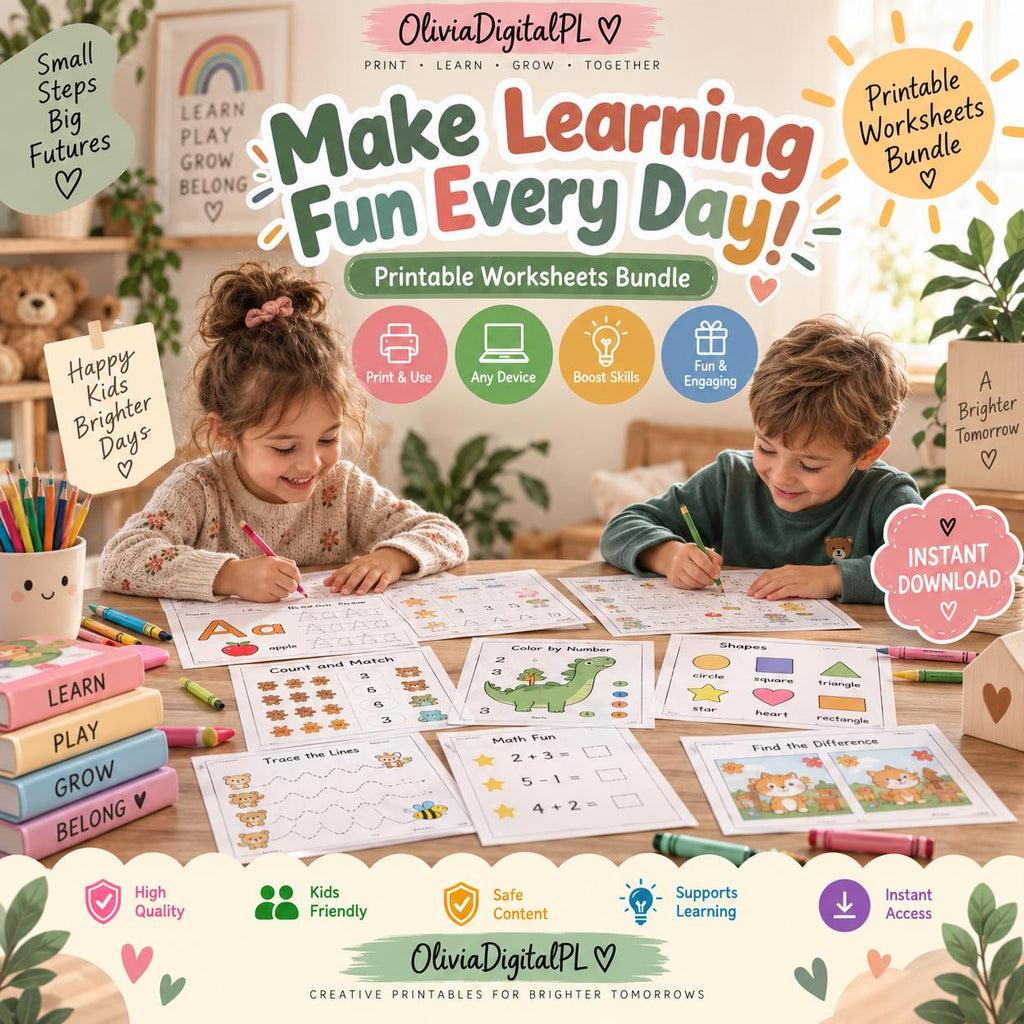 500,000+ Kids Educational Bundle PLR MRR, Printable Worksheets, Coloring Pages, Homeschool Learning Games