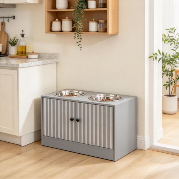 Elevated Dog Feeding Station with Storage & Slow Feeder