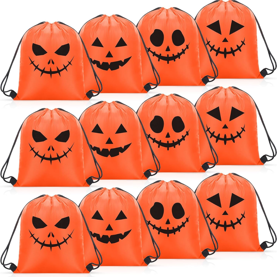 32-Pack Biodegradable Halloween Pumpkin Drawstring Trash Bags