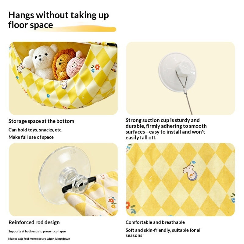 Compact Folding Cat Hammock Window Bed – Suction‑Cup Strong