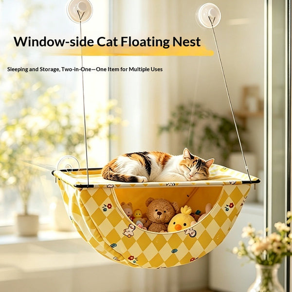 Compact Folding Cat Hammock Window Bed – Suction‑Cup Strong