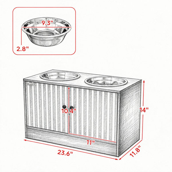 Elevated Dog Feeding Station with Storage & Slow Feeder