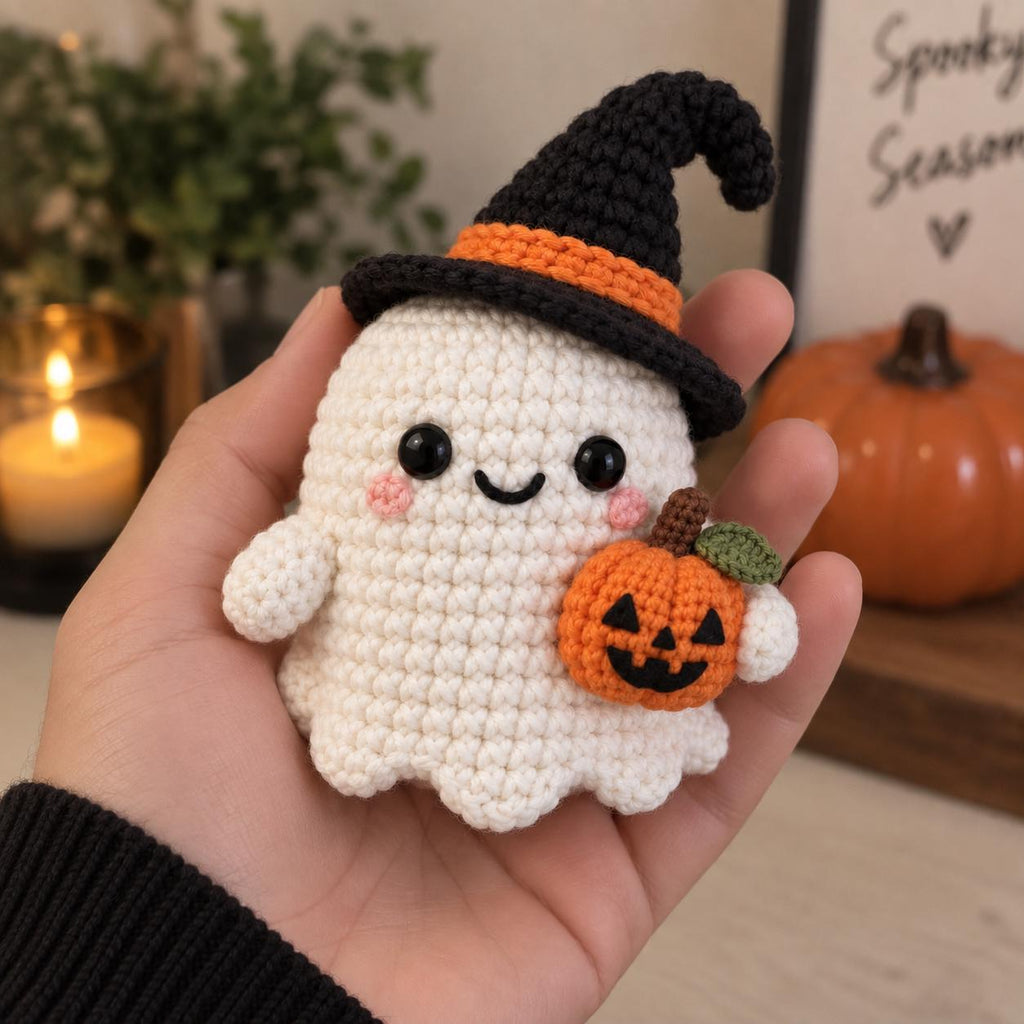 Halloween ghost Crochet pattern, witch Ghost with Hats,  Amigurumi, digital Tutorial, Decoration, Gift