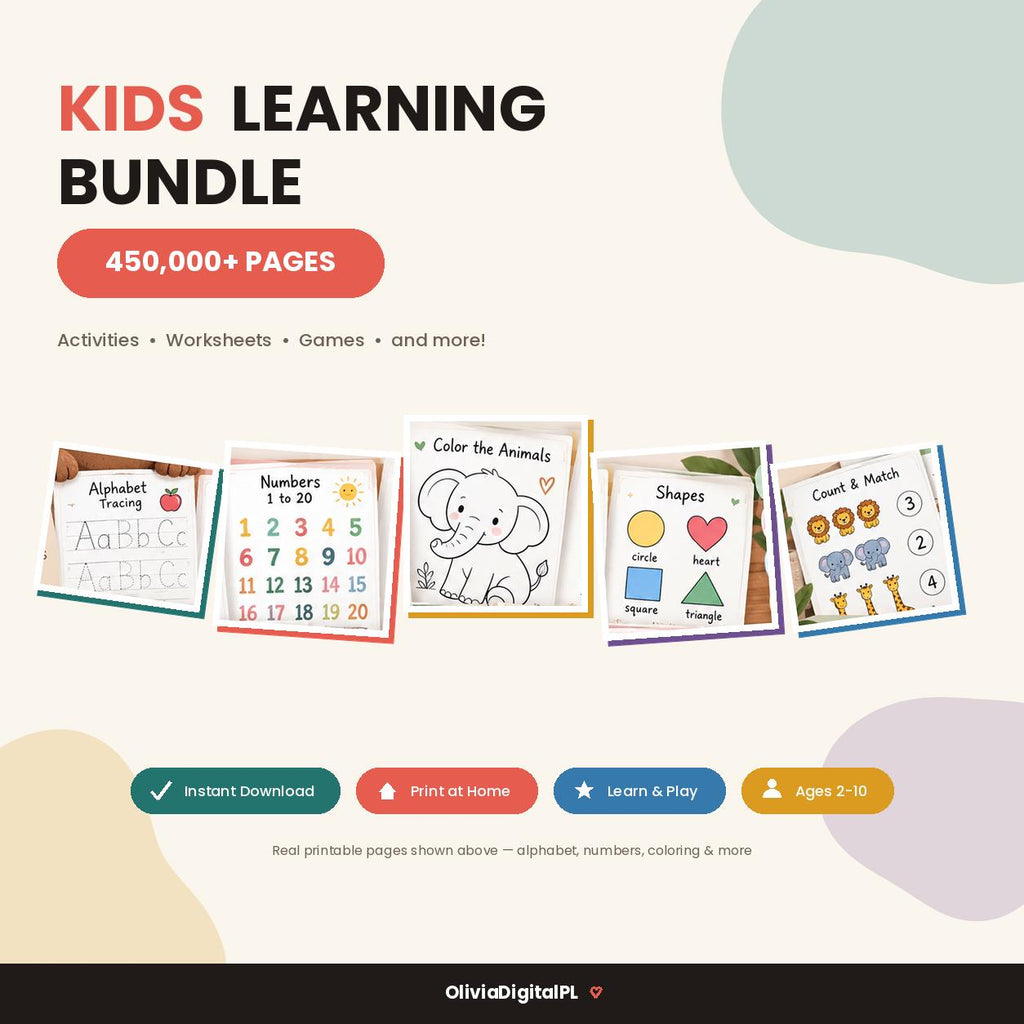 450,000+ Preschool Learning Bundle, Alphabet, Numbers, Coloring (PLR/MRR)