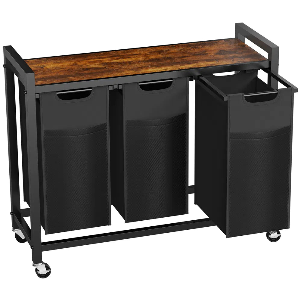 Laundry Hamper with 3 Pull-Out Removable Laundry Bags Clothing Sorter